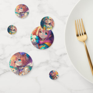 Beautiful Colourful Anime Girl  Confetti