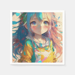 Beautiful Colourful Anime Girl  Napkin