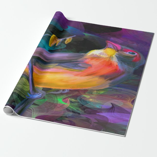 Beautiful Colourful Bird Wrapping Paper (Unrolled)