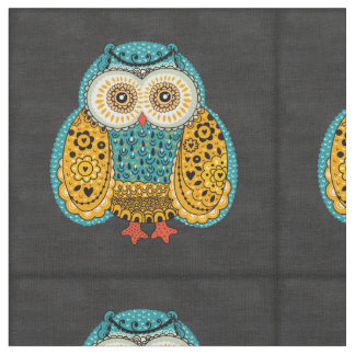 Beautiful Colourful Boho Retro Owl Fabric