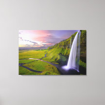 Beautiful colourful bright green waterfall wall ar
