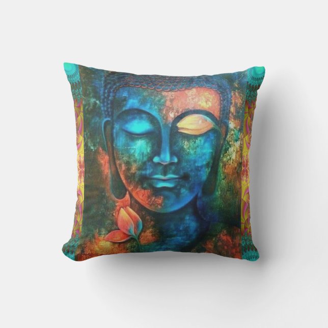 Beautiful Colourful Buddha Outdoor Pillow (Front)