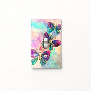 Beautiful Colourful Butterflies Watercolor Paintin Light Switch Cover