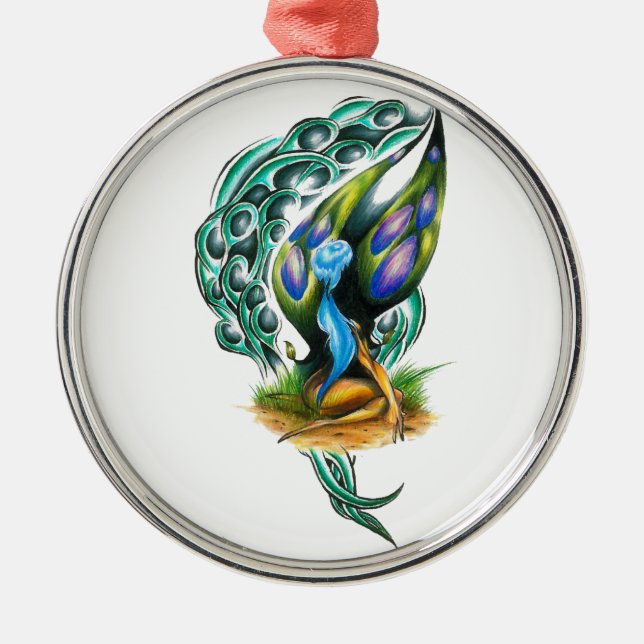 Beautiful Colourful Celtic Forest Faery Metal Ornament (Front)