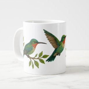 Beautiful colourful colibris large coffee mug