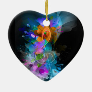 Beautiful colourful cool splatter flowers leaves ceramic ornament