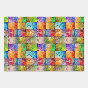 Beautiful Colourful Cracked Mosaic Tile Pattern Wrapping Paper Sheet