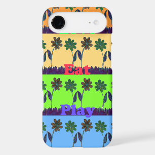 Beautiful colourful Eat Love Play text Floral Pop 