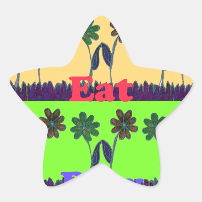 Beautiful colourful Eat Love Play text Floral Pop  Star Sticker (Front)