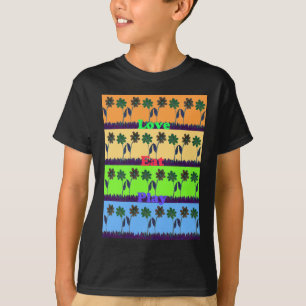 Beautiful colourful Eat Love Play text Floral Pop  T-Shirt