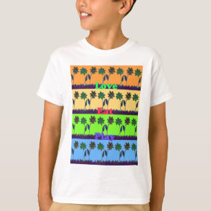 Beautiful colourful Eat Love Play text Floral Pop  T-Shirt