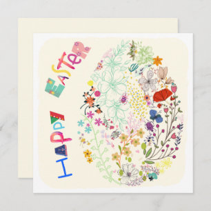 Beautiful Colourful Egg Floral Easter Card