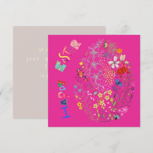 Beautiful Colourful Egg Floral Easter Card (Front/Back)