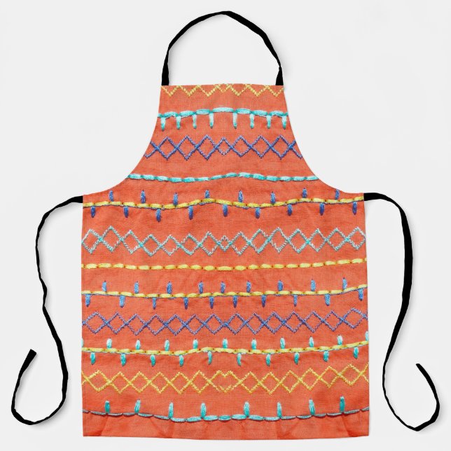 Beautiful, colourful, embroidered, hippie style pi apron (Front)