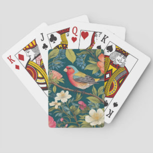 Beautiful Colourful Finch Bird Botanical Playing Cards