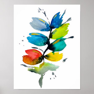 Beautiful colourful floral loose watercolor flower poster