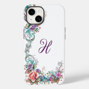 Beautiful Colourful Floral Monogrammed Case-Mate iPhone 14 Case