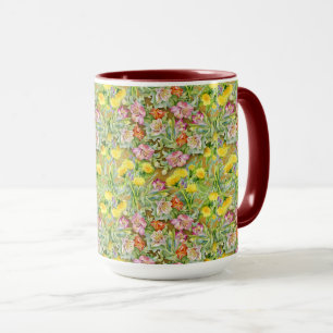 Beautiful Colourful Floral Pattern Pink Yellow  Mug