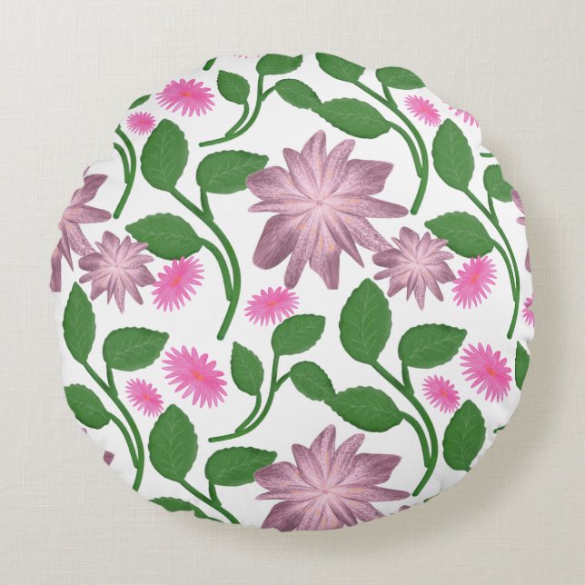Beautiful Colourful floral pattern  Round Pillow (Front)