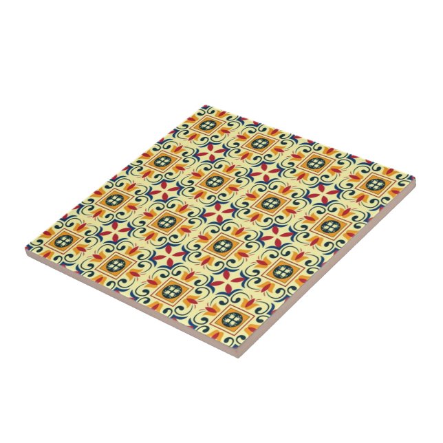Beautiful Colourful Floral Patternn Vintage Tile (Side)