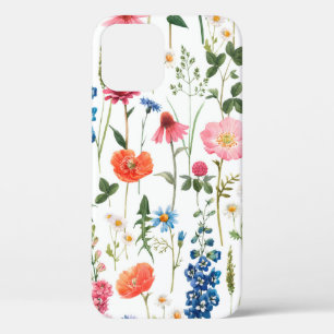 Beautiful colourful flowers garden seamless patter iPhone 12 case
