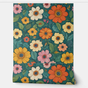 Beautiful Colourful Flowers Nature Van Gogh Style Wallpaper