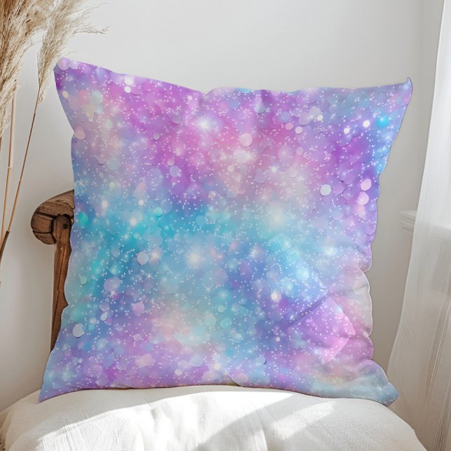 Beautiful Colourful Glittery Background Throw Pillow (Creator Uploaded)