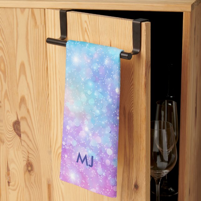 Beautiful Colourful Glittery Iridescent Background Kitchen Towel (Thirds Fold)