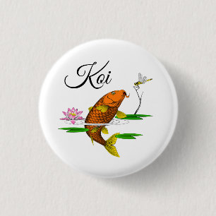 Beautiful Colourful Koi Illustration 1 Inch Round Button
