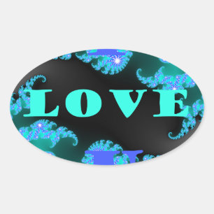 Beautiful colourful Love universe vector design ar Oval Sticker
