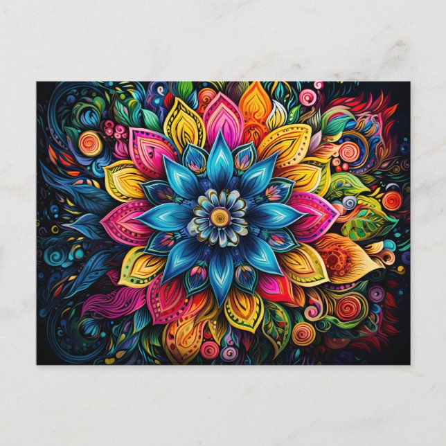 Beautiful Colourful Mandala Art Geometric Pattern Postcard (Front)