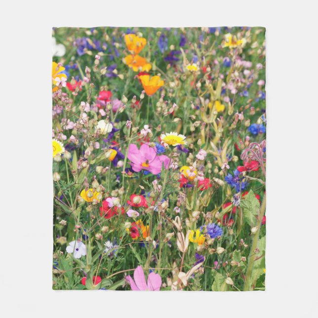 beautiful colourful meadow of wild flowers fleece blanket (Front)