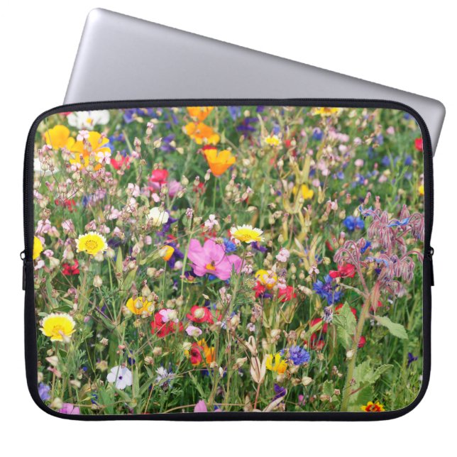 beautiful colourful meadow of wild flowers laptop sleeve (Front)
