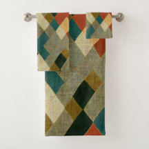 Beautiful Colourful Modern Pattern Bath Towels Set