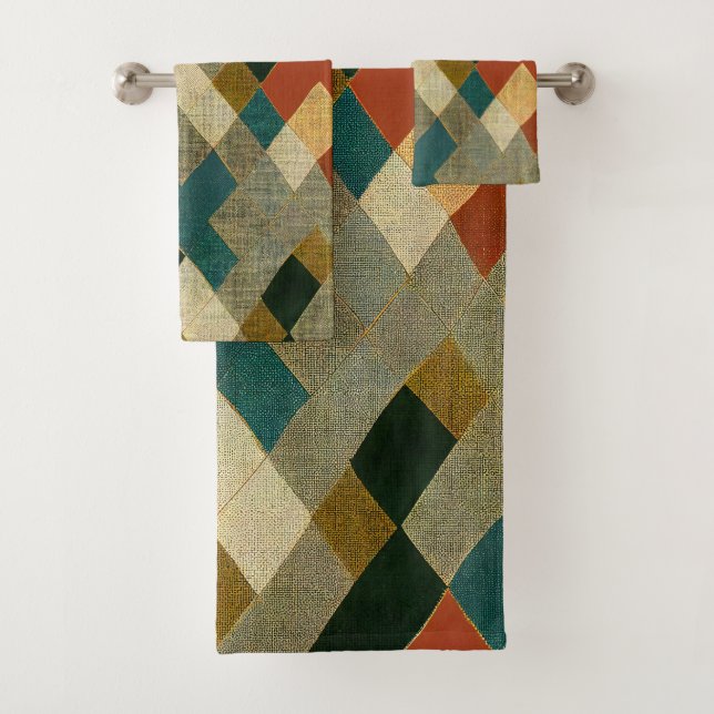 Beautiful Colourful Modern Pattern Bath Towels Set (Insitu)