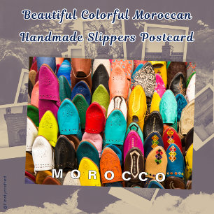 Beautiful Colourful Moroccan Handmade Slippers Postcard