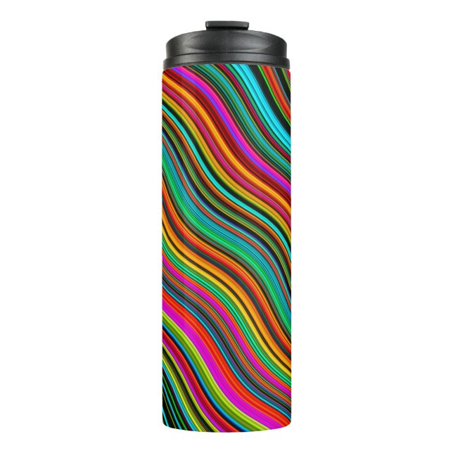 Beautiful Colourful Multicolored Stripe Pattern Thermal Tumbler (Front)