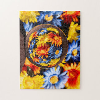 Beautiful Colourful Orb Flower Reflection Jigsaw Puzzle