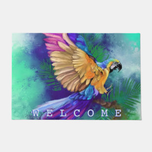 Beautiful Colourful Parrot - Migned Art - Welcome Doormat