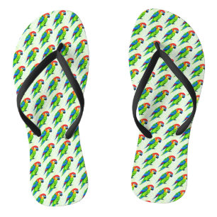 Beautiful Colourful Parrot Pattern Flip Flops