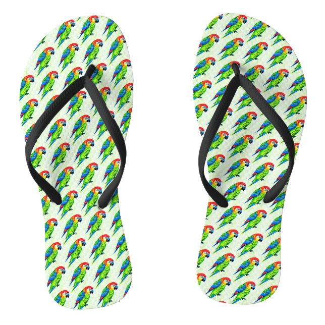 Beautiful Colourful Parrot Pattern  Flip Flops (Footbed)