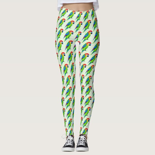 Beautiful Colourful Parrot Pattern  Leggings (Front)