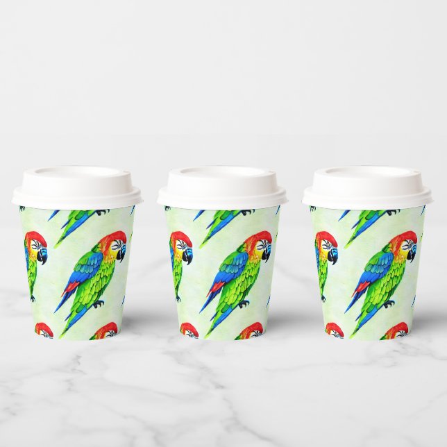 Beautiful Colourful Parrot Pattern  Paper Cups (Multi)
