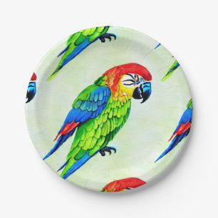 Beautiful Colourful Parrot Pattern  Paper Plate