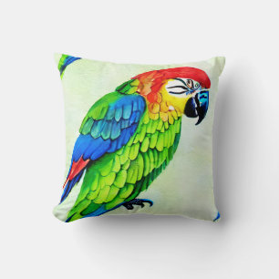 Beautiful Colourful Parrot Pattern Throw Pillow