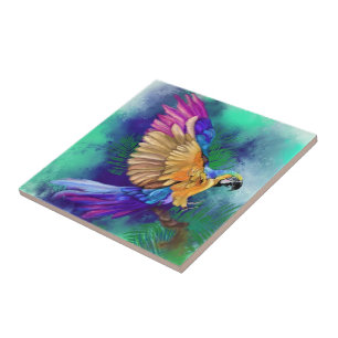Beautiful Colourful Parrot Tile Painting