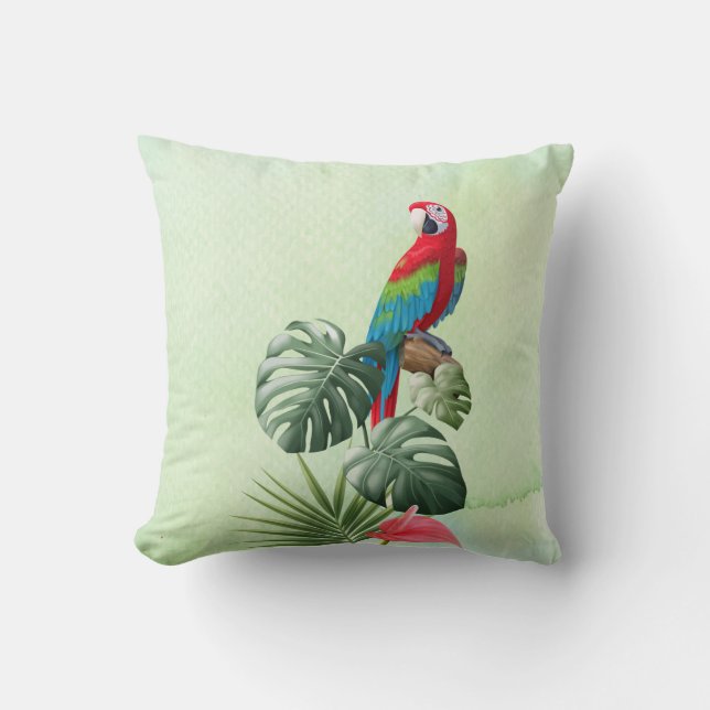 Beautiful colourful Parrot Tropical Flowers  Throw Pillow (Front)