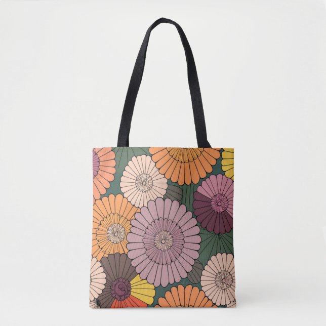 beautiful colourful pastel floral art tote bag (Front)