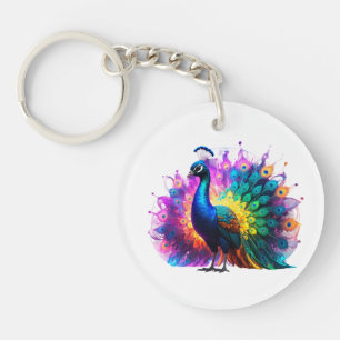 Beautiful Colourful Peacock Art Keychain