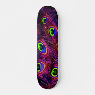 Beautiful Colourful Peacock Feathers Skateboard